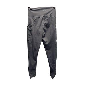 BSP Womens Small Dark Grey Compression Leggings With Media Pocket & Ruched Detai